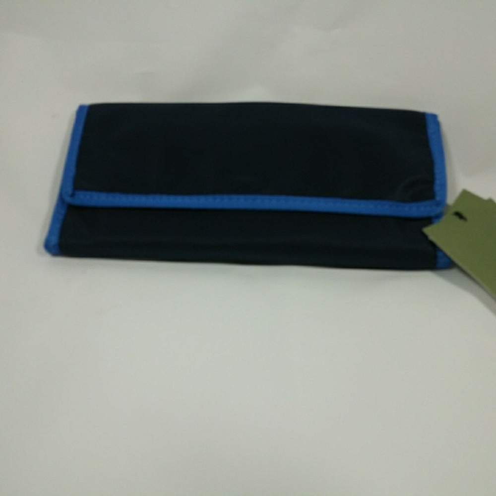 Triple fold blue handbag wallet
